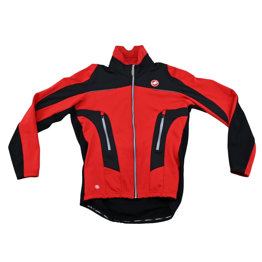 Castelli Espresso Due Jacket Mens XL Cycling Gore Windstopper Red Black Fleece